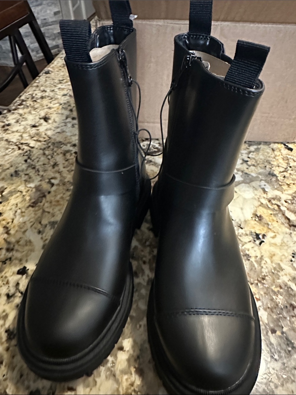 Black Chunky Chelsea Boots